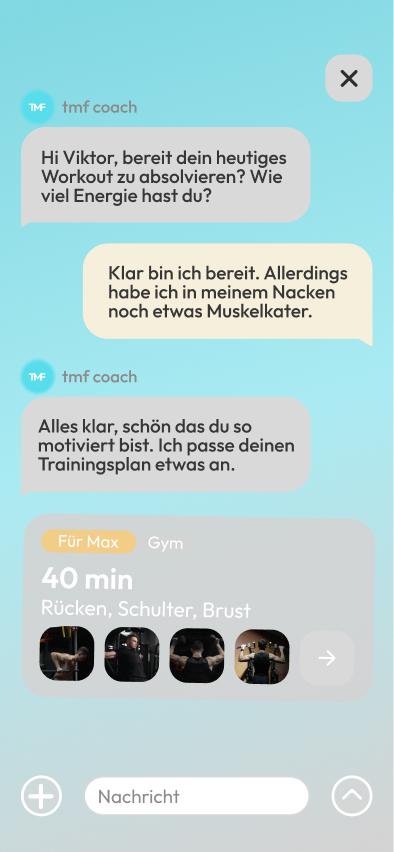 TMF AI Personal Trainer Chat Interface